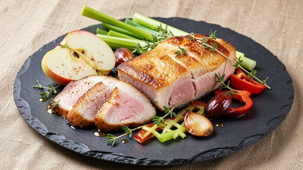 Pork Belly and Apples Recipe: Crispy Celery-Pepper Crunch Meets Sweet Caramelized Bites