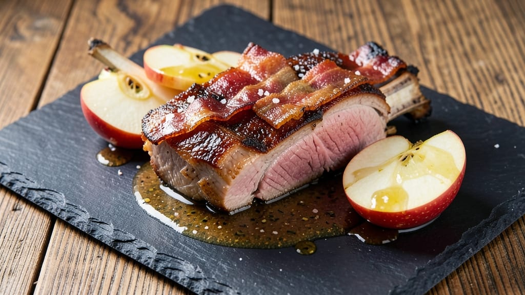 Pork Chops With Apple Bacon Recipe: Sweet-Savory Pan Seared Crunch