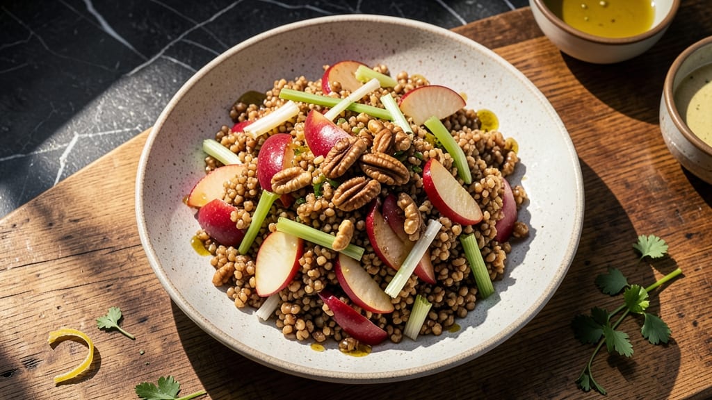 Apple Farro Salad Recipe: Crunchy Celery and Toasted Walnut Harmony