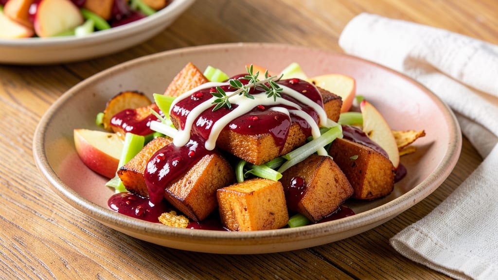 Cranberry Sweet Potato Apple Sauce Recipe: Crunchy Celery-Pepper Bites in Spiced Simmer