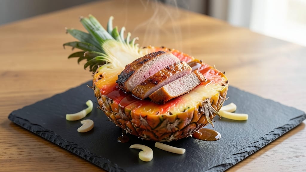 Pork Stuffed Pineapple Recipe: Sweet-Tart Glaze with Celery-Pepper Crunch Core