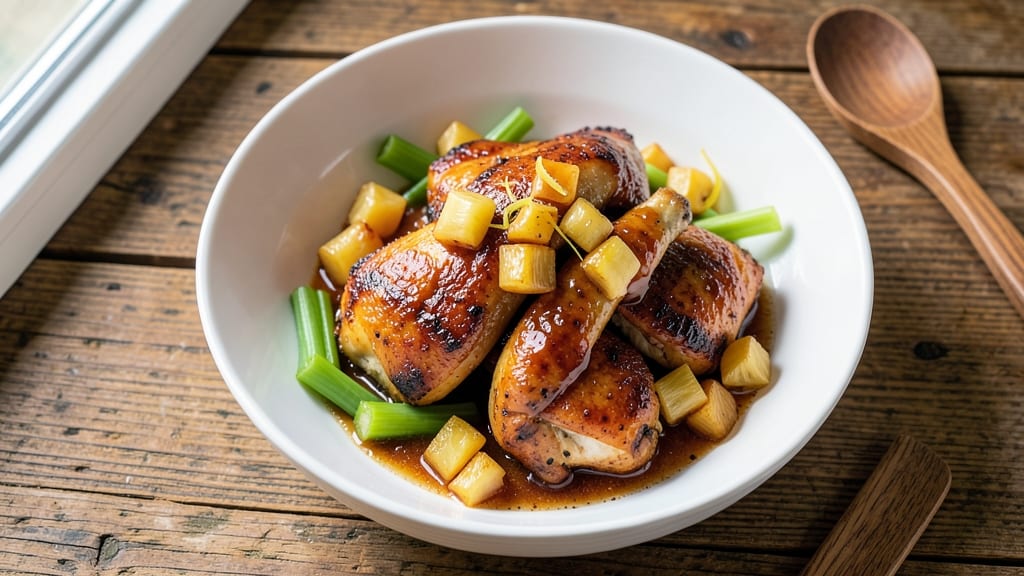 Baked BBQ Pineapple Chicken Recipe: Sticky Glaze and Celery Crunch Fusion