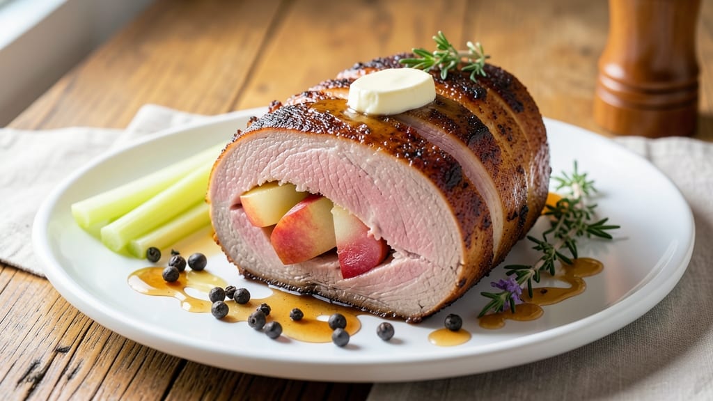Apple Stuffed Pork Loin Recipe: Celery-Pepper Crunch Meets Sweet Apple Simmer