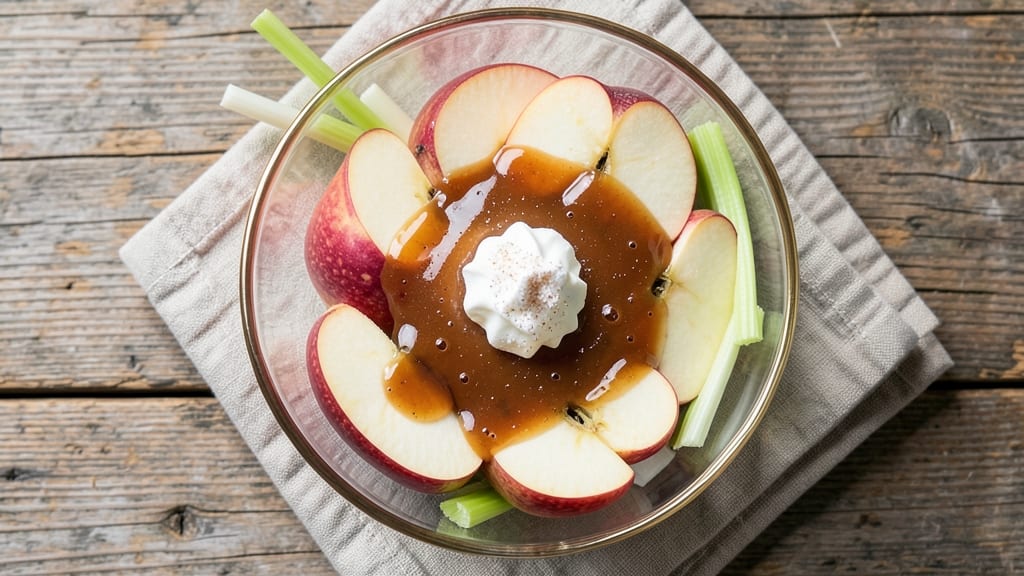Caramel Dip and Apple Slices Recipe: Crunchy Celery-Pepper Contrast That Sticks