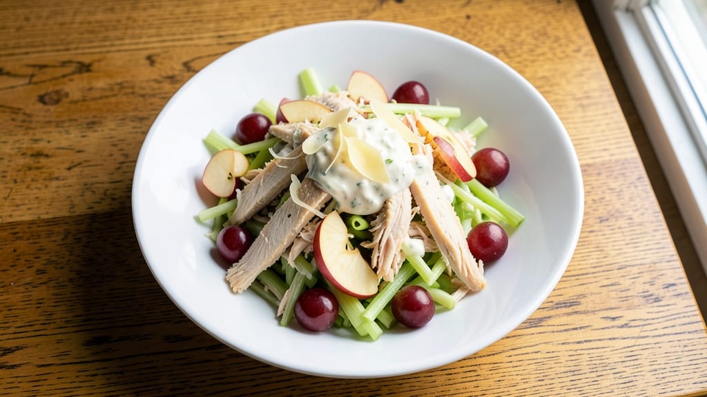 Apple Waldorf Chicken Salad Recipe: Crunchy Celery Apple Contrast With Creamy Dressing