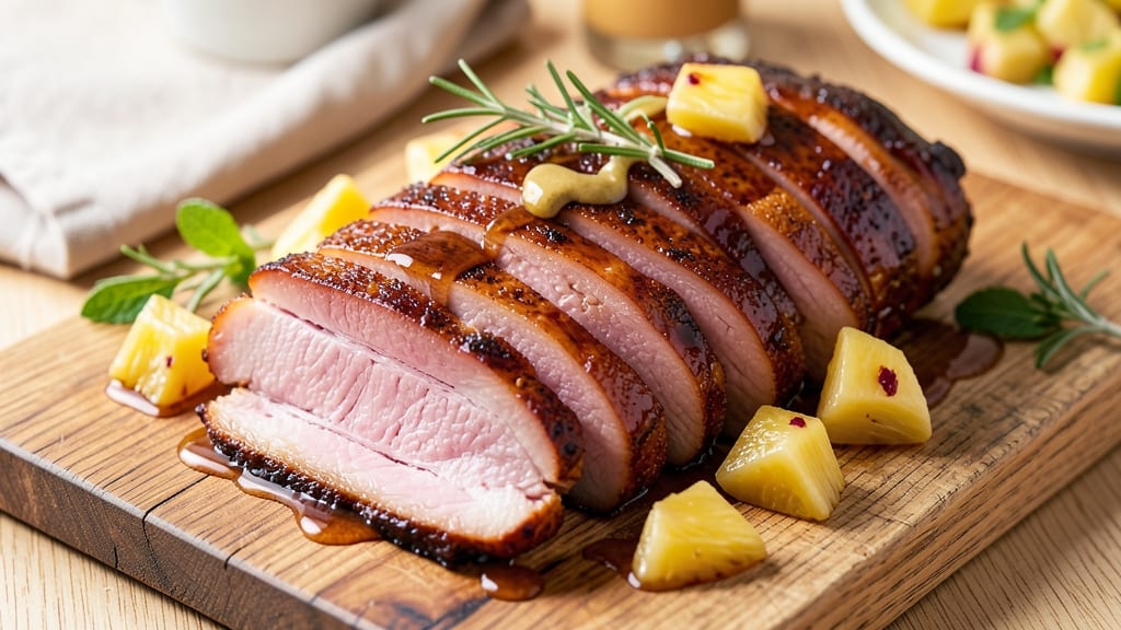 Cooked Ham With Pineapple Glaze Recipe: Sweet-Tart Gloss That Caramelizes Pineapple Edges