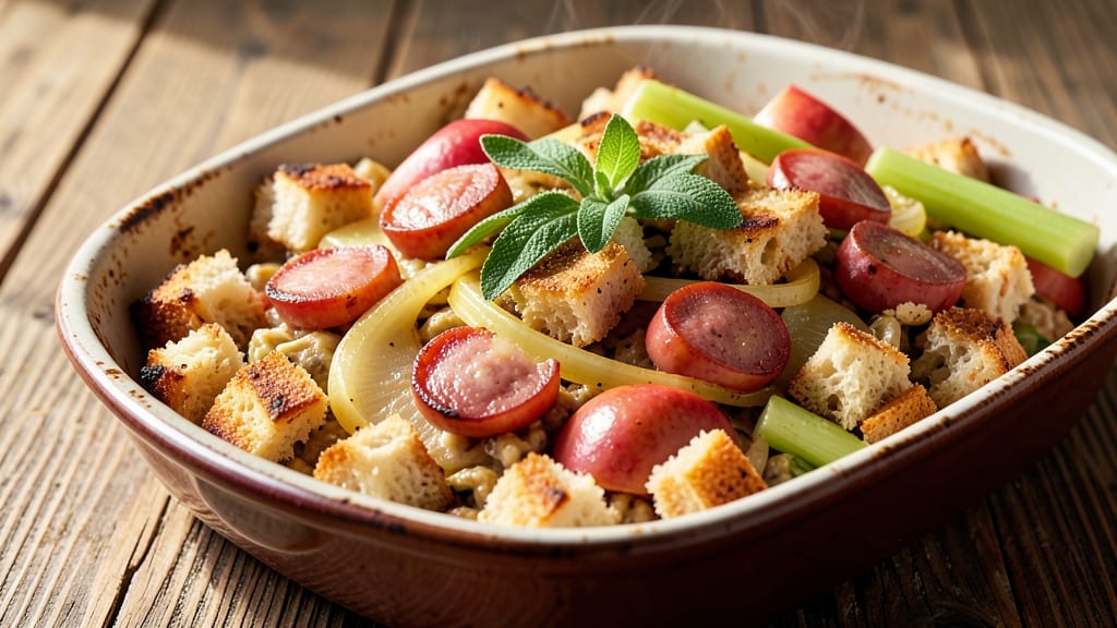 Chicken Apple Sausage Stuffing Recipe: Savory-Caramelized Celery Crunch in One Pan