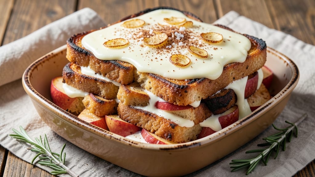 Fried Apple French Toast Bake Recipe: Caramelized Top, Gooey Apple Layers