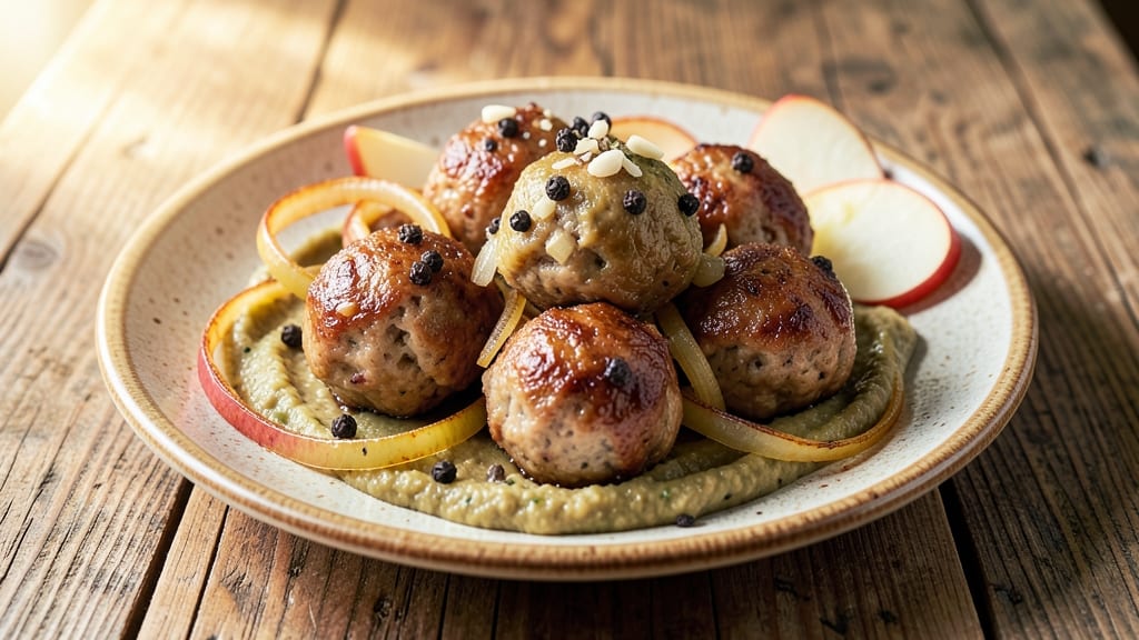 Pork and Apple Meatballs Recipe: Braised Until Juicy With Celery-Pepper Bite