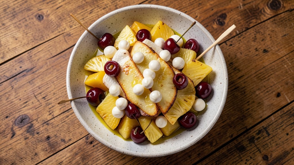 Cheese Cherry Pineapple Recipe: Grilled Skewers With Melty Cheese and Charred Fruit