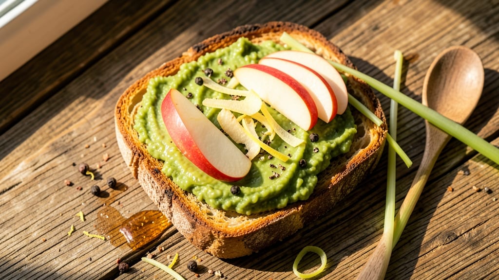 Avocado Toast With Apple and Ginger Recipe: Crunchy Celery-Pepper Topping Twist