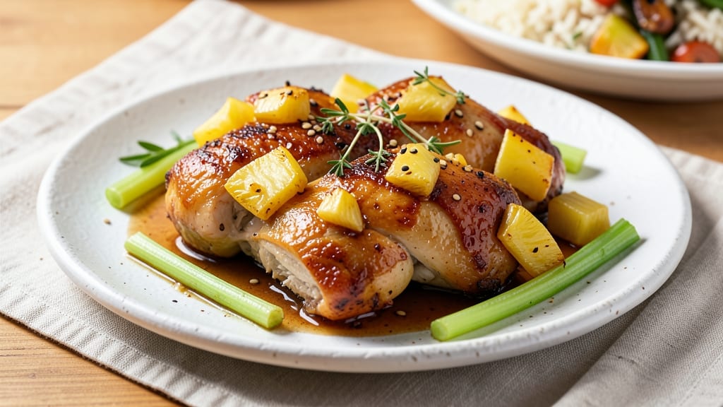 Oven Baked Pineapple Chicken Recipe: Caramelized Sweetness With Crispy Celery Crunch