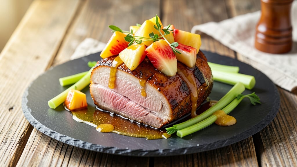 Pork Ham With Pineapple Recipe: Glazed Sweetness and Crispy Celery Crunch Fusion