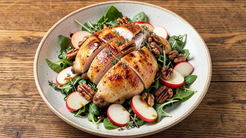 Old Chicago Roasted Chicken, Apple, and Walnut Salad Recipe: Warm Spiced Chicken Meets Crunchy Autumn Crunch