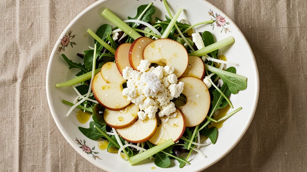 Apple and Goat Cheese Salad Recipe: Crisp Celery and Creamy Cheese Contrast
