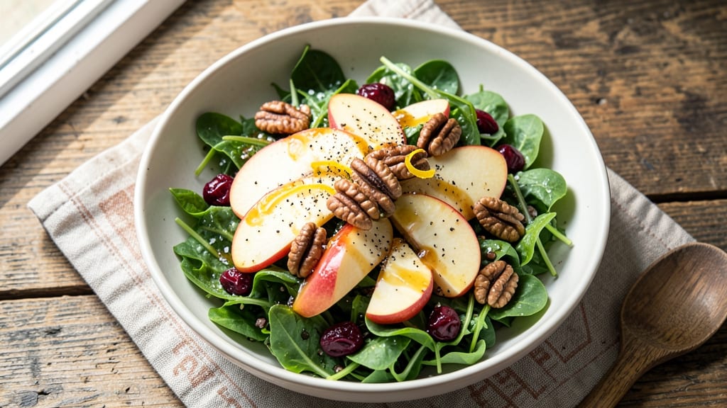 Apple Walnut Salad With Cranberry Vinaigrette Recipe: Crunchy Trio With Bright Autumn Flavors